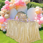 Party Tablecloth Light Gold 90x156 Inch Sequin Fabric Seamless Table Cloths - Image 6