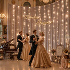 10ft x 10ft Taupe Chiffon Backdrop Curtain with Lights String for Parties,2 Panels Sheer Tulle Curtain Wedding Backdrop for Baby Shower Birthday Party Ceremony Reception Home Decorations - Image 3