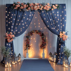 20x10ft Navy Blue Backdrop Curtains with Lights Photo Drapes Wrinkle Free Fabric Backdrop Curtain for Wedding Birthday Party Baby Shower Bridal Shower Home Party Background Decorations - Image 2