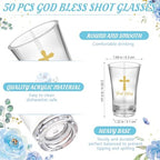 Funnymoom 50 Sets Baptism Favors, God Bless Shot Glasses with Keychains - Image 3