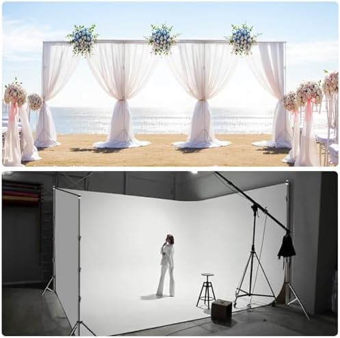 BEIYANG 10x30FT Photo Backdrop Stand, Angle Adjustable Triple Crossbar Extender Mount, Photography Background Support System, with Sand Bags,12 PCS Clamps for Wedding Party Celebration - Image 5