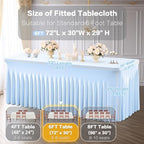 2 Packs Baby Blue Spandex Tableclothes for 6 Foot Rectangle Table, Spandex Table Covers 6FT Stretch Table Skirts Rectangle Wrinkle Free Fitted Tablecover for Event, Wedding, Banquet & Parties - Image 3