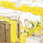12 Pack Yellow Cheesecloth Table Runner 20 x 120 Inch Long Rustic Gauze Cheese Cloth Table Runner for Wedding 10FT Bridal Baby Shower Table Decorations Boho Fabric Sheer Birthday Party Table Decor - Image 6