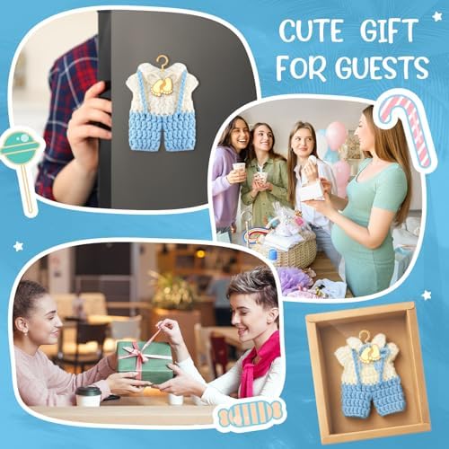 LemonRoad 15 Pcs Baby Shower Favors for Boy or Girl Baby Shower Prizes for Guests Sweater Refrigerator Magnet with Box Coat Hangers Acrylic Feet for Thank You Gifts Gender Reveal Baptism Party(Blue) - Image 5