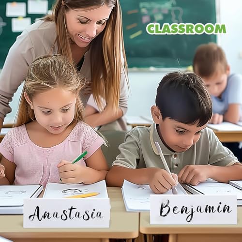 24 Pcs Dry Erase Name Tent Cards for Table, Reusable Name Cards 8.75" x 3" Desk Name Tents Sets with Dry Erase Markers and Erasers, Facilitate Effective Organization of Meetings and Classes - Image 2