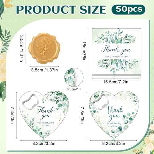 Pickmesh 50 Sets Wedding Favors Heart Magnetic Bottle Opener with Gift Box - Image 2