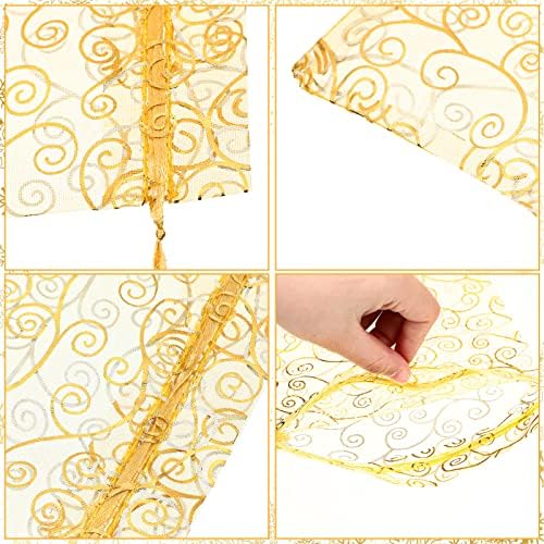 Kigeli 100 Pcs 8x12'' Large Organza Bag Drawstring Gift Pouch, Gold, Vine - Image 6