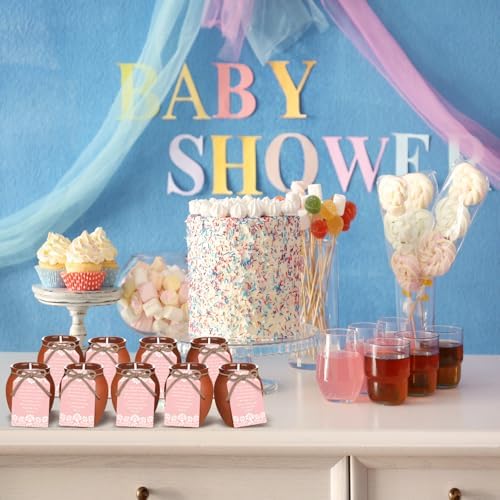 Conelist 12 Set Cielito Lindo Party Decorations Baby Shower Candles Terracotta Mexican Recuerdos DIY Jar Candles with Gift Tags and Rope for Baby Shower Birthday Cinco De Mayo Fiesta (Pink) - Image 5