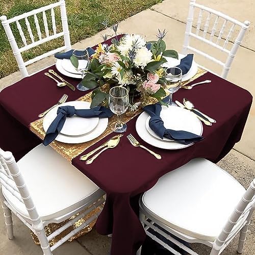 Fitable 6 Pack Burgundy Square Tablecloths 70x70 Inch for 2-4 Ft Tables - Image 5