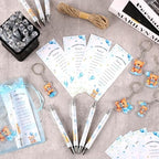 145 Pieces Baby Shower Favors for Guest Blue Teddy Bear Ballpoint Pens and Keychains Gifts for Boys Bulk Retractable Baby Shower Pens Gender Reveal Thank You Cards Souvenirs Prizes Party Favors - Image 4