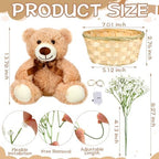 Amyhill 4 Sets Bear Baby Shower Centerpieces Baby Shower Table Decorations with Bears Wooden Crates Bamboo Baskets Artificial Flowers for Birthday Wedding Gender Reveal Party(Cute) - Image 2