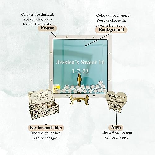 Personalized Wedding Guest Book Alternative Wooden Heart Drop Box Frame - Image 5