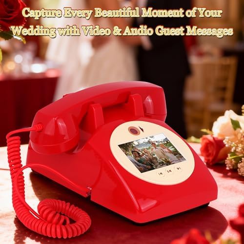 Video Audio Guest Book Wedding Phone, 1080P Video Guestbook Phone for Wedding, Bridal Shower, Birthday Party, Baby Shower, Anniversary Engagement (Bordeaux Red) - Image 7