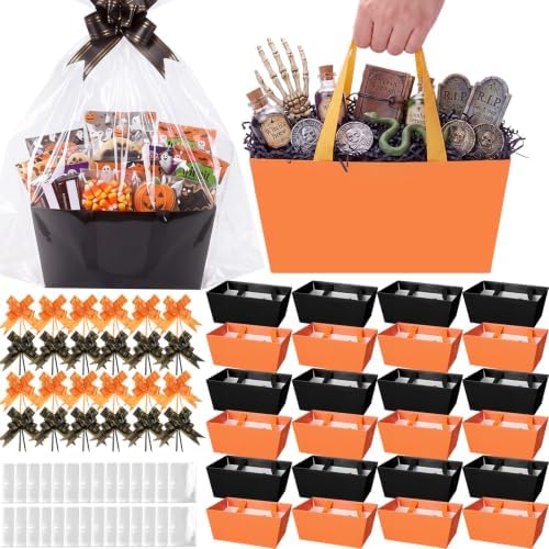 Funnymoom 24 Pack Orange Black Halloween Boo Basket For Gifts Empty Bulk by Funnymoom