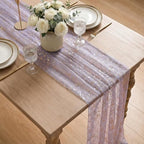 Artoid Mode 6Pcs Grayish Purple Gauze Gold Table Runner 10FT, Glitter Metallic Foil Sheer Dining Wedding Anniversary Holiday Table Decor for Home Party - Image 4
