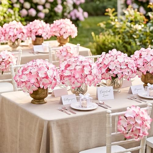 Auihiay 64Pcs Hydrangea Artificial Flowers Bulk, Faux Hydrangeas Heads - Image 5