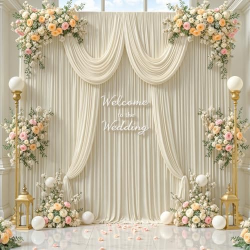 40ft x 10ft Wrinkle Free Beige Wedding Backdrop Curtains for Party Bridal Shower Reception Decorations Beige Fabric Curtain Backdrops Drapes for Photography Baby Shower Birthday Background - Image 2