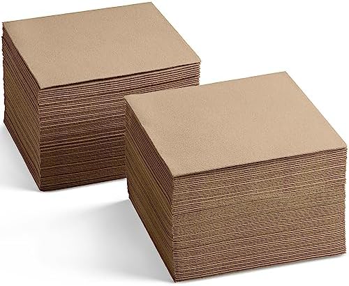 Disposable Linen-Feel Wood Napkins, 6.5" x 6.5" Paper Napkins For Wedding, Party, Dinner Or Holiday (100 Pack) by SERVIETTO