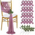 QueenDream Purple Chair Sashes Wedding Aisle Decorations: 16 Packs 8ft Long Draping Fabric Sheer Church Chair Cover Bulk for Party Banquet by QueenDream