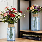 6 Pack Mason Jar Vases for Centerpieces, Blue Glass Flower Vase - Image 4