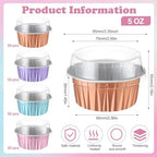 200 Pack Aluminum Cupcake Liners with Lids,Pastel,Plain - Image 4