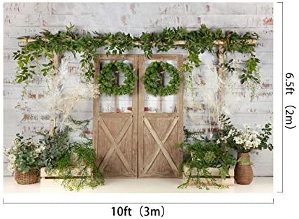 Kate Rustic White Painted Brick Wall Wood Door Photography Backdrops - Image 2