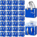 Yeaqee 50 Pcs Mini Metallic Paper Gift Bags with Handle, Royal Blue, Silver by Yeaqee