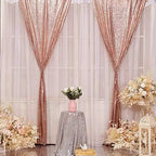 Eternal Beauty Rose Gold Sequin Backdrop Curtains, 4 Panels 2x8FT - Image 4
