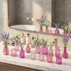 32 PCS Assorted Vintage Bud Vases, Colorful Glass Small Vases Bulk, for Centerpieces, Wedding Table Decor, Home Decorations & Gifts (Pink Seiris) - Image 5
