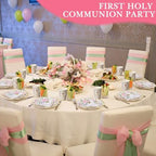 Ziliny 250 Pcs God Bless Baptism Party Tableware Set for 50 Guest First Holy Communion Decorations Pink Eucalyptus Leaves Paper Plates Napkins and Cups for Christening Baby Shower Religious - Image 5