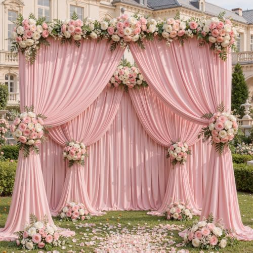 50x10ft Dusty Rose Backdrop Curtain Panels for Parties - Wrinkle Free Polyester Photo Curtain Backdrop Wedding Back Drop Fabric Drapes for Party Decorations Background for Photography by WishCare