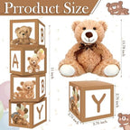 WinnerWhy 20 Pcs 4 Sets Bear Boxes with Letters for Baby Shower Brown Bear Baby Shower Centerpieces for Gender Reveal Birthday Party Table Decorations - Image 2