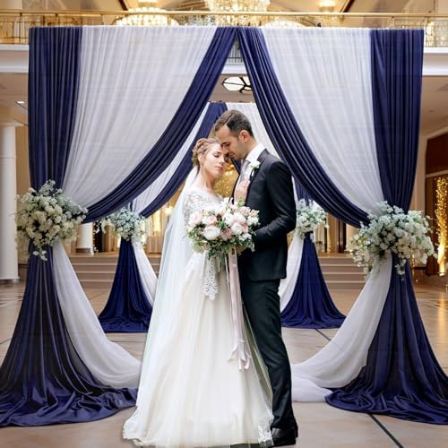 10 x 7 Feet Navy Blue Backdrop Curtain for Partie, Background Curtains for Photoshoot, Birthday, Wedding, Halloween, Thanksgiving, Christmas Day, New Year Party Decorations 5Ft x 7Ft, 2 Panels - Image 5