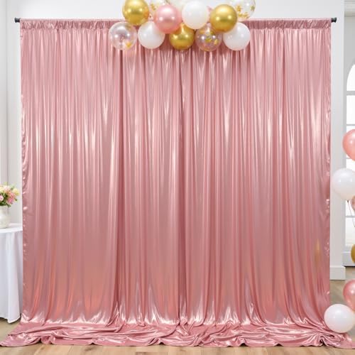 10x10ft Rose Gold Backdrop Curtains Wedding Party Glitter Sequin Curtain Backdrop Fabric Shimmer Drapes Backdrop Bridal Baby Shower Birthday Christmas Photoshoot Background Photography 5x10FT，2 Panels by LittleFunny