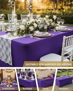 Fixwal 6 Pack 6FT Purple Tablecloth Rectangle Spandex Fitted Table Cover - Image 7