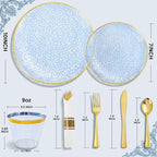 175PCS Blue Plastic Plates for 25 Guests, Disposable Plates for Party, Heavy Duty Disposable Plate Set Include: 25 Dinner Plates, 25 Dessert Plates, 25 Cups and Cutlery for Wedding & Party - Image 2