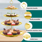4 Tier Stainless Steel Cupcake Stand, Gold Metal Serving Tray Cake Holder Cake Display Stand for Holiday Dessert Table Decorations Birthday Party Wedding - Image 3