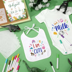 Panitay 100 Pcs White Baby Bodysuits Bibs Kit 25 Guests, Dinosaur - Image 3