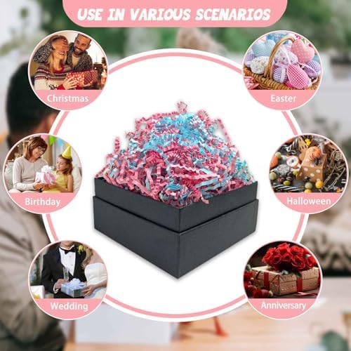 10LB Pink Blue Crinkle Cut Paper Shred Filler, Crinkle Paper Shreds - Image 6