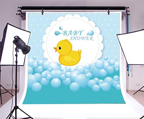 Leyiyi 7x7ft Photography Backdrop Rubber Duck Baby Shower Background Bubble Bath Water Drops Room Interior Decor Birth Celebration Wallpaper Duckling Swimming Photo Portrait Vinyl Video Studio Prop - Image 2