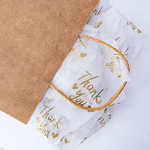 MR FIVE 50 Sheets White with Metallic Gold Thank You Tissue Paper Bulk,20" x 14",Thank You Tissue Paper for Packaging,Gift Bags,Metallic Gold Tissue for Graduation,Birthday,Thanksgiving (Pack of 3) - Image 2