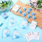Poen 50 Sets Bear Candles Gender Reveal Cute Candle 50 Bear Thank You Card and Gift Bags Girl Boy Baby Shower Return Gifts for Guest(Blue) - Image 4