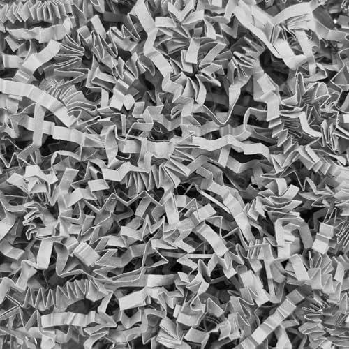10LB Light Gray Crinkle Cut Paper Shred Filler, Crinkle Paper Shreds by Tisspoms