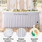 2 Pack White Spandex Tablecloths for 8 Foot Rectangle Tables, Wrinkle Free Stretchy Table Cloth 8ft Fitted Table Cover Desk Skirt for Parties Weddings Birthday Banquet Baby Shower - Image 3