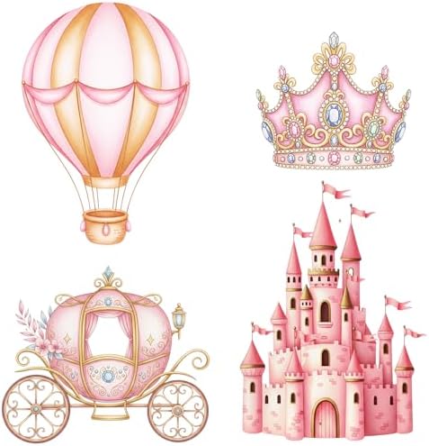 Honoson 4 Pcs Large 30" Pink Princess Cardboard Cutouts Castle Photo Props by Honoson