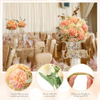 Tigeen 12 Bundles Artificial Flowers Bouquet Silk Peonies, Orange - Image 3