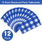 Kesfey Blue Gingham Tablecloth Picnic Party Checkered Table Cover 12 Packs - Image 2