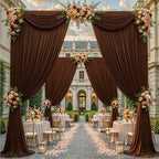 24x10FT Dark Brown Backdrop Curtains for Wedding Parties, Wrinkle Free Polyester Photography Backdrop Drapes for Baby Shower Birthday Parties Stage Background Stand Decorations 4x10ft,6 Panels - Image 3