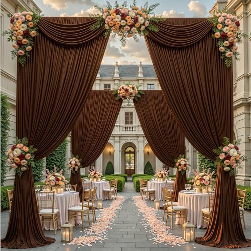 40x10FT Dark Brown Backdrop Curtains for Wedding Parties, Wrinkle Free Polyester Photography Backdrop Drapes for Baby Shower Birthday Parties Stage Background Stand Decorations 4x10ft,10 Panels - Image 4