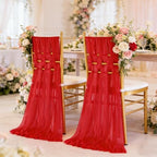 Red Chair Sashes for Wedding: 32 Pieces 8ft Long Sheer Draping Fabric – Reception Party Hotel Event Chair Decorations - Image 5